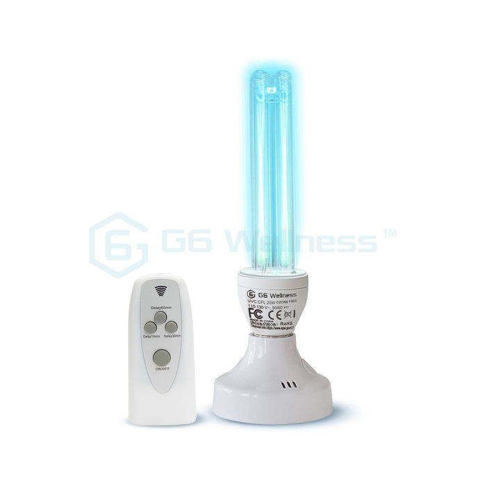 Ozone-Free Ultraviolet Germicidal Light Sanitizer UVC Lamp 25 W E26/E27 with Stand and Remote Control