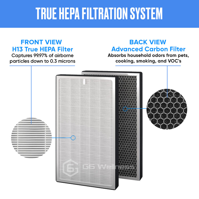 Combinaison filtre HEPA H13 de haute qualité et filtre au charbon actif  quatre faces, pliant Cuisinart PuRXium de rechange